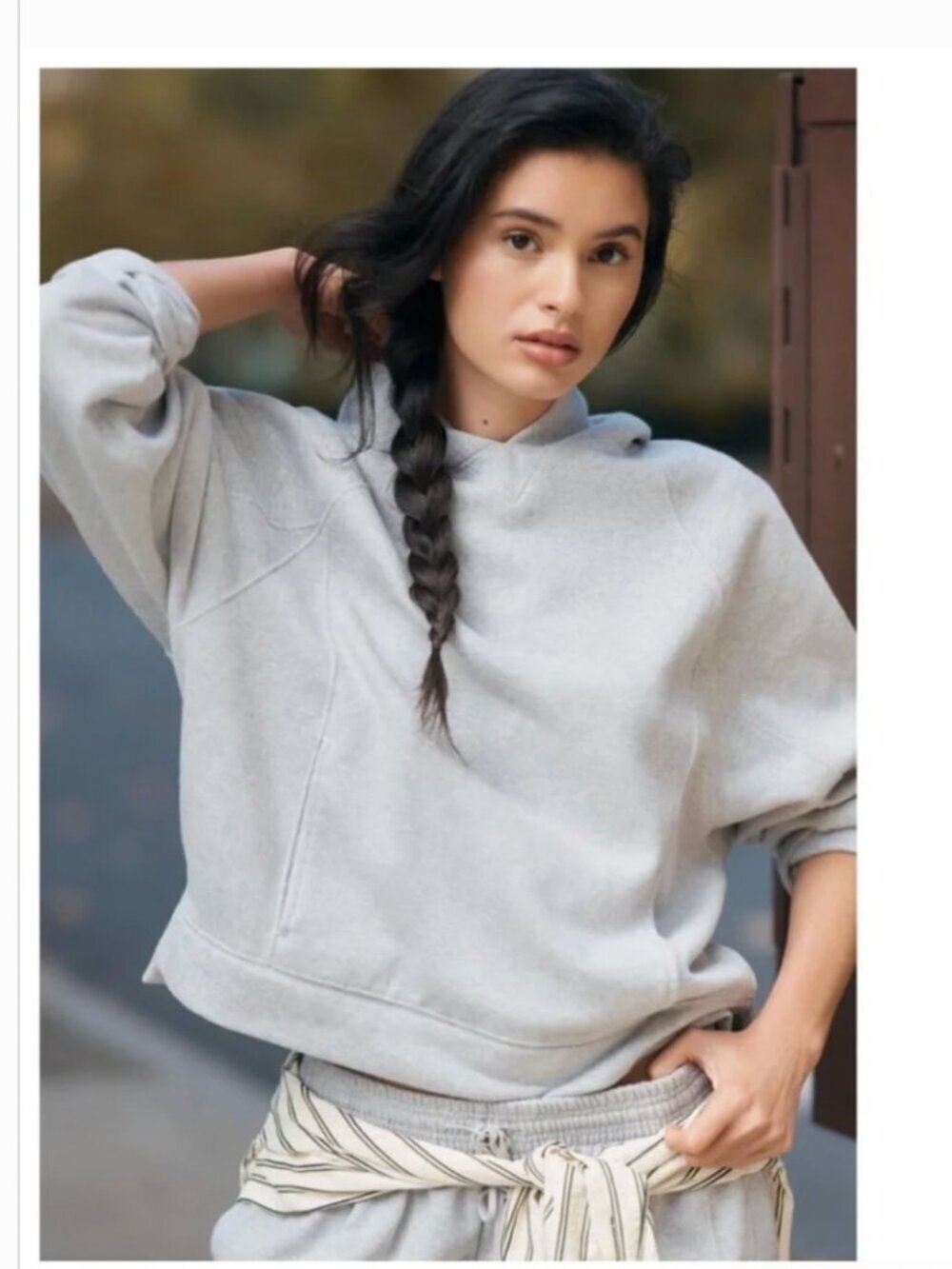 Daily Practice Anthropologie grey silver metallic boxy pullover hoodie